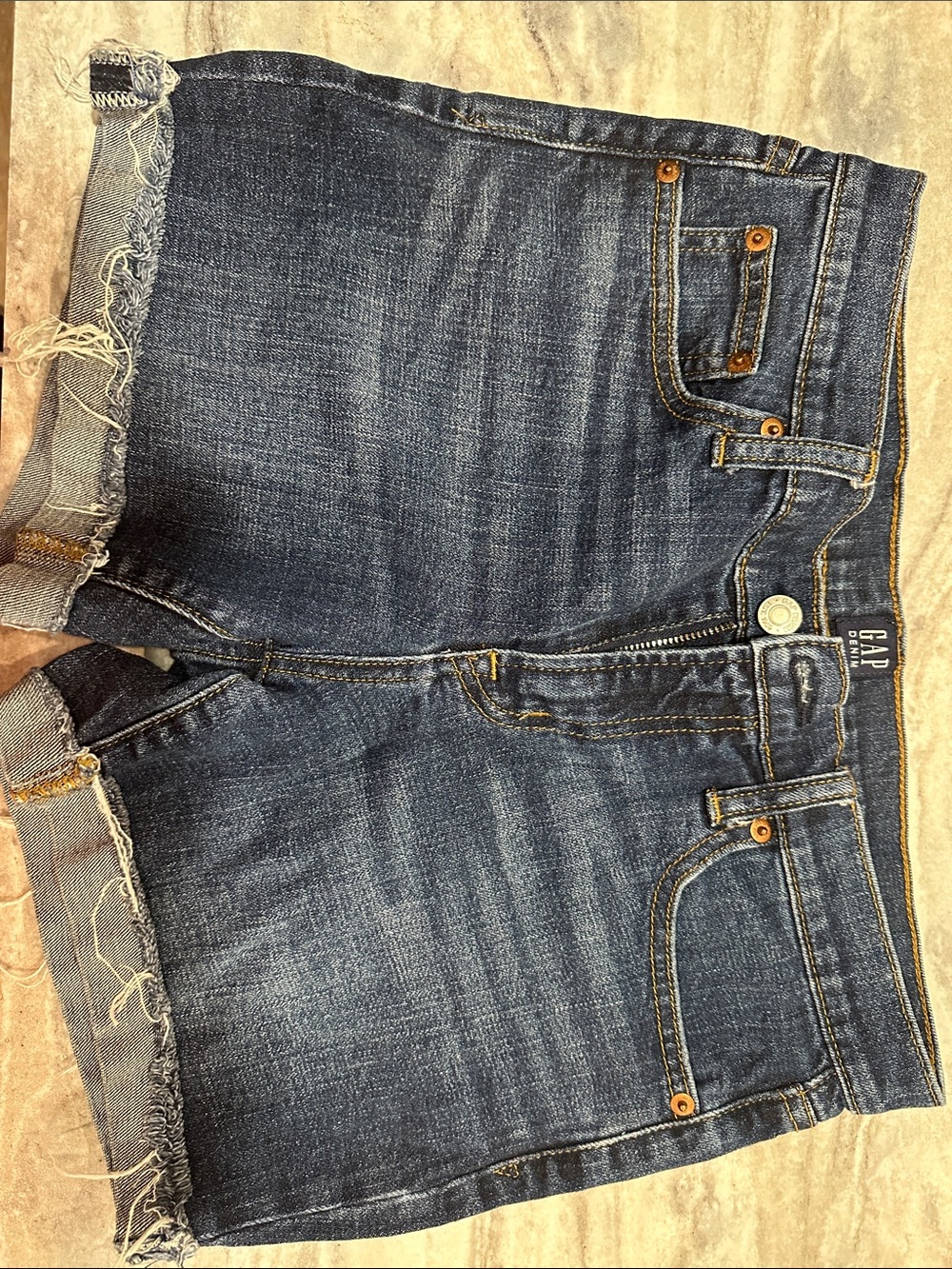 GAP Dark Blue Denim Shorts with Contrast Stitching - Picture 1 of 3